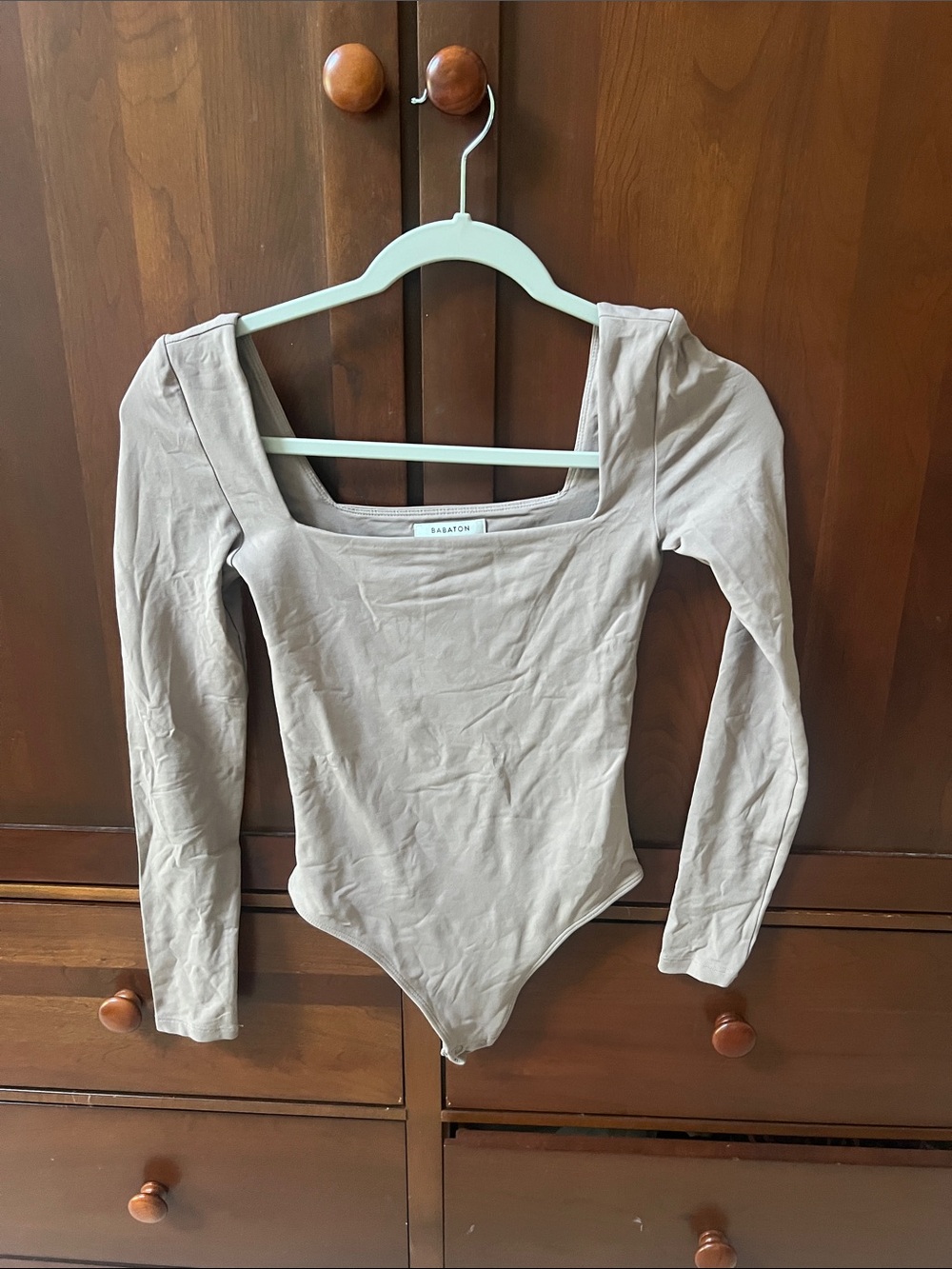 Aritzia / Babaton Square Neck Long Sleeve Bodysuit in Taupe